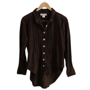 Vintage Livingston Williams Women's 100% Leather High-Low Hem Top. Size 0/Small